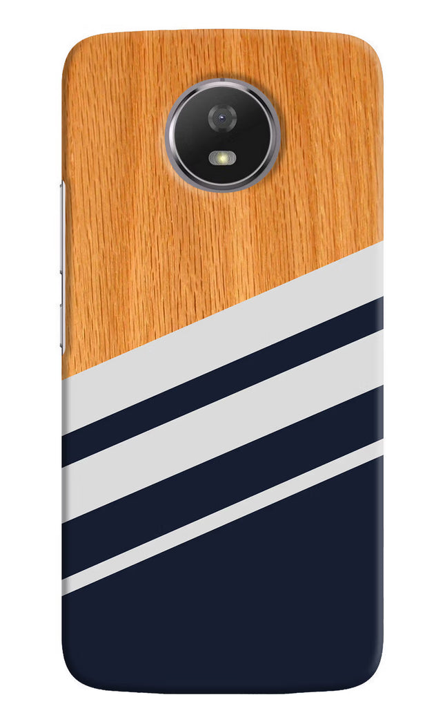 Blue and white wooden Moto G5S Hard Case Back Cover by Casekaro