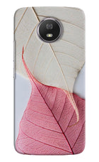 White Pink Leaf Moto G5S Hard Case Back Cover by Casekaro