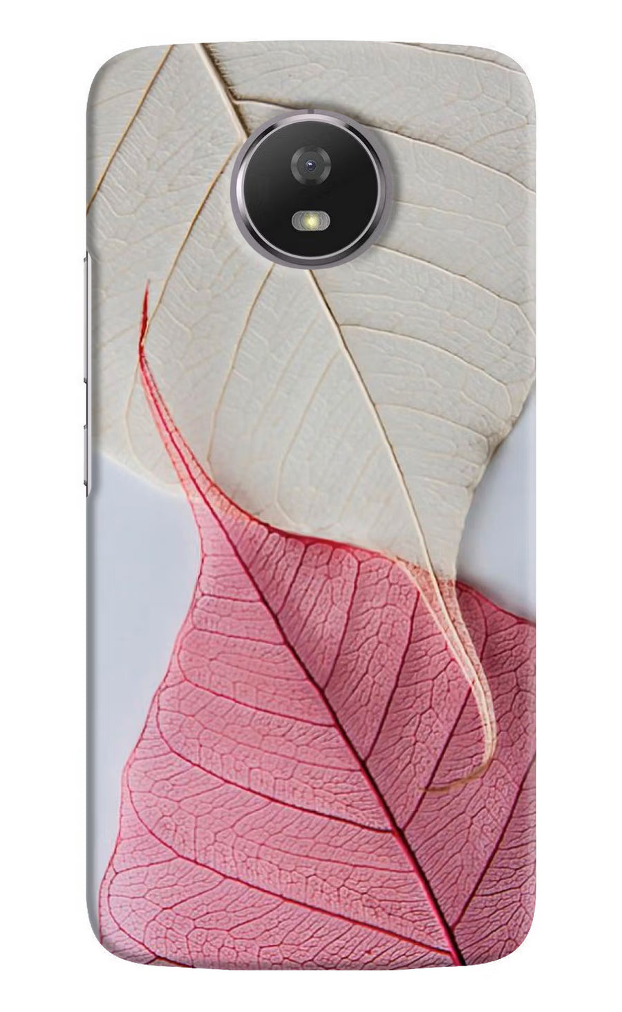 White Pink Leaf Moto G5S Back Cover, Hard case
