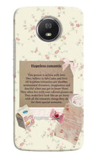 Hopeless Romantic Moto G5S Hard Case Back Cover by Casekaro