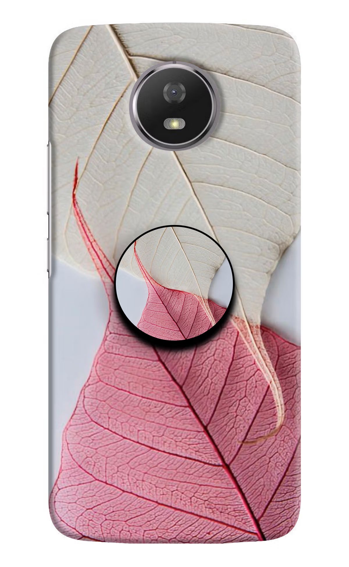 White Pink Leaf Moto G5S Pop Case by Casekaro