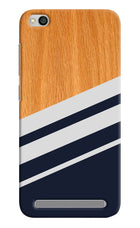 Blue and white wooden Redmi 5A Hard Case Back Cover by Casekaro
