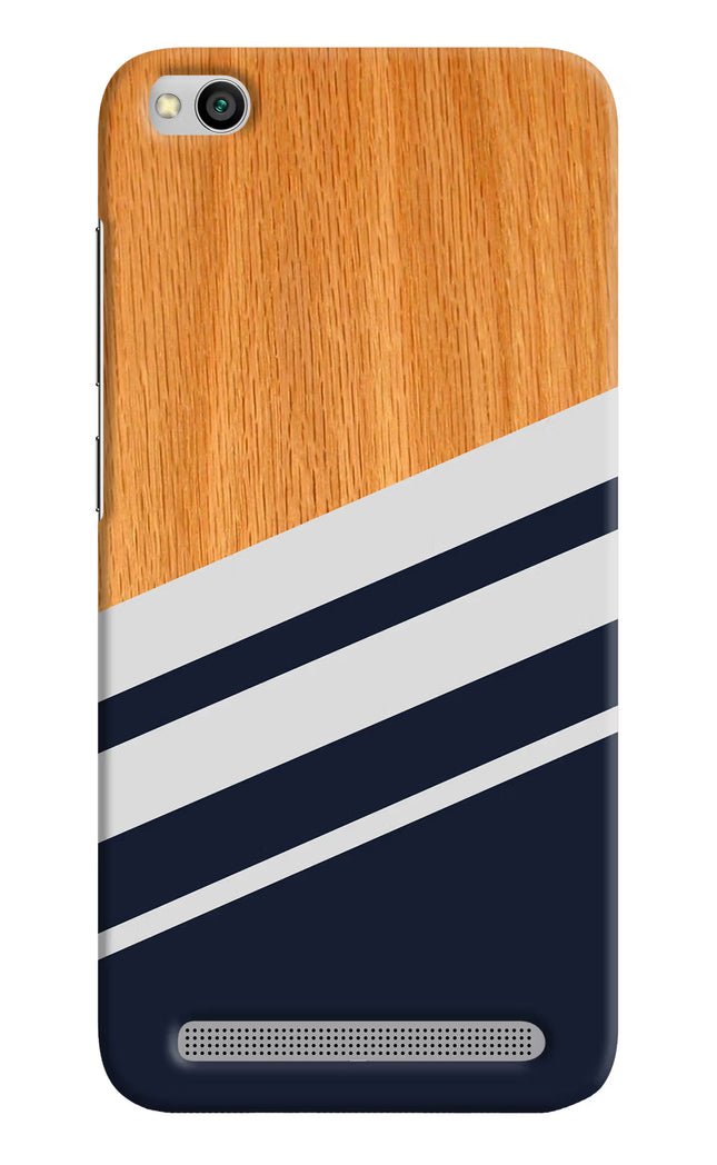 Blue and white wooden Redmi 5A Hard Case Back Cover by Casekaro