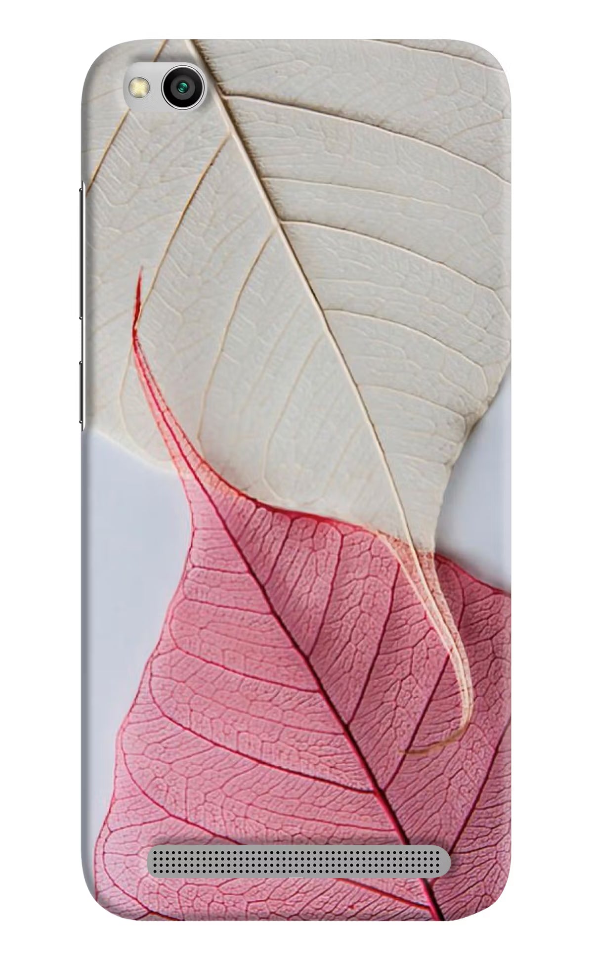 White Pink Leaf Redmi 5A Hard Case Back Cover by Casekaro