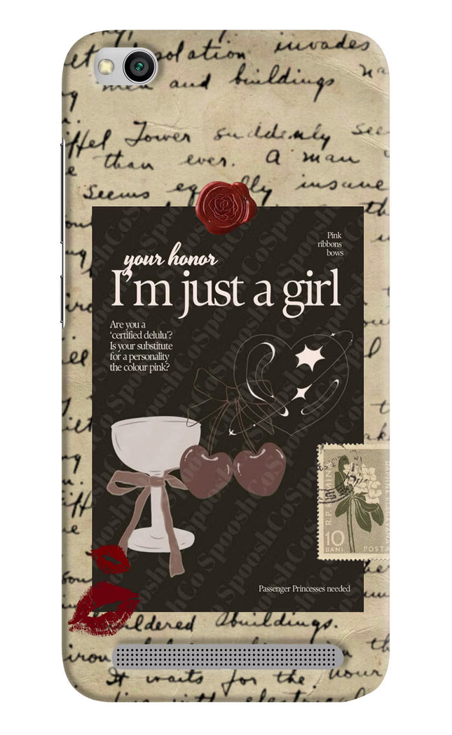 I am just a girl Redmi 5A Hard Case Back Cover by Casekaro