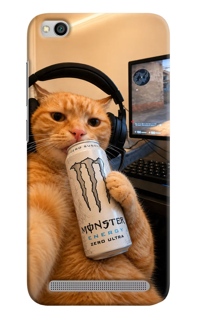 Gamer Cat Energy Redmi 5A Hard Case Back Cover by Casekaro