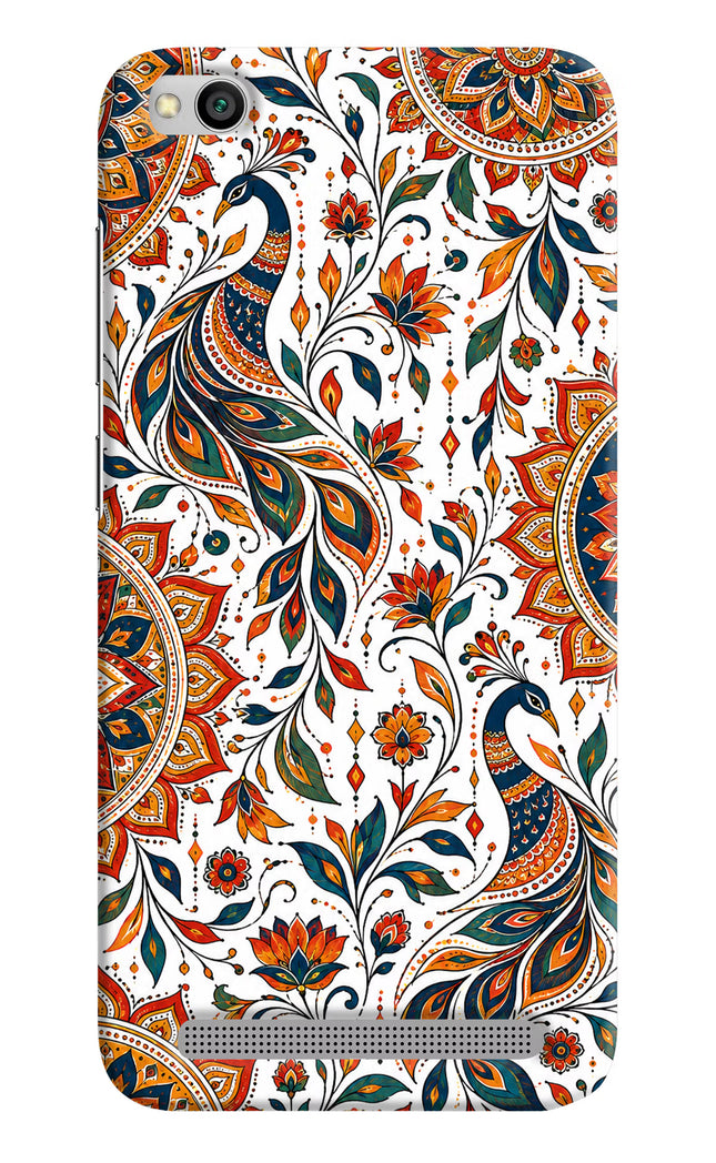 White Mayura Redmi 5A Hard Case Back Cover by Casekaro