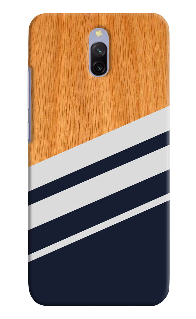 Blue and white wooden Redmi 8A Dual Hard Case Back Cover by Casekaro
