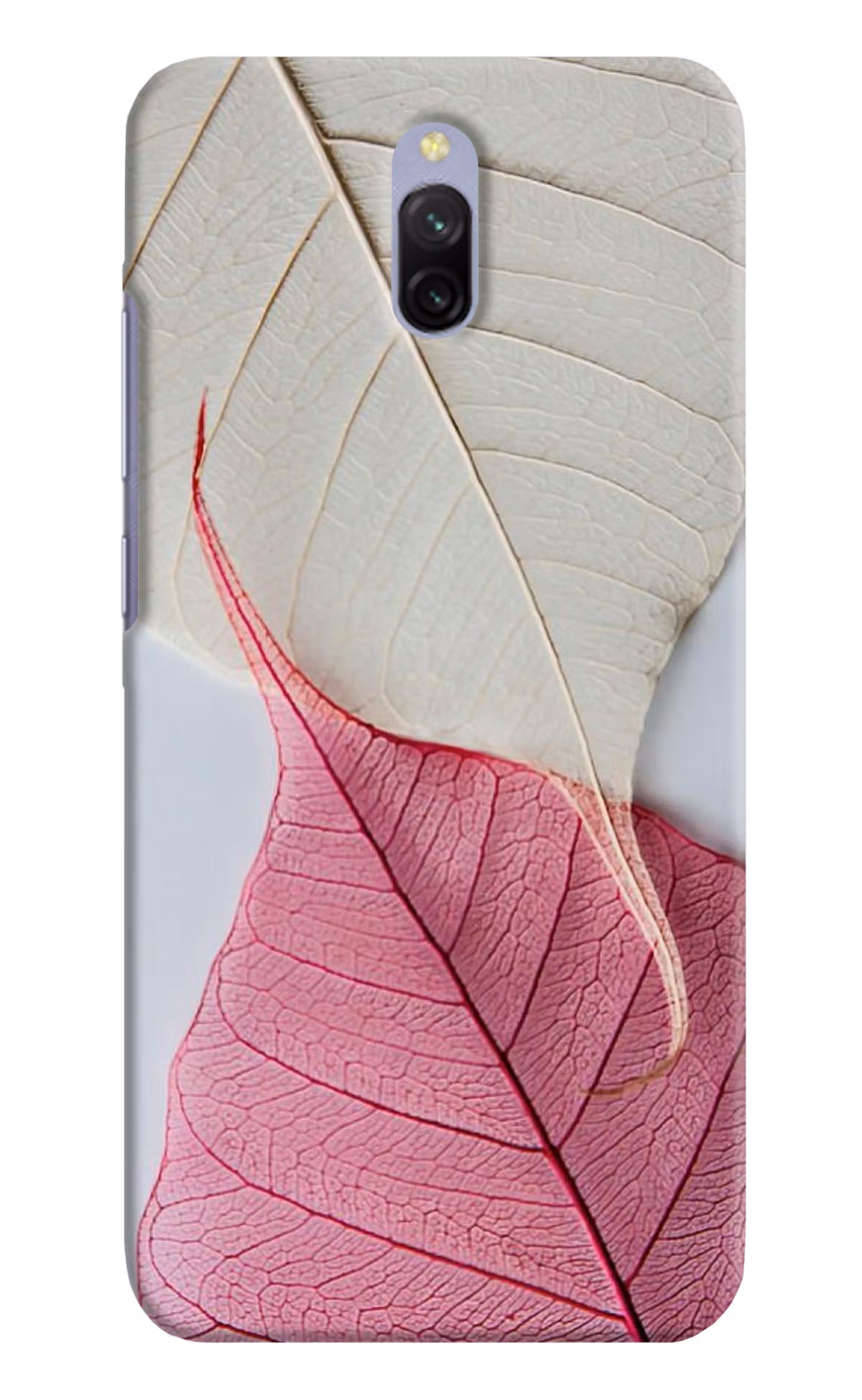 White Pink Leaf Redmi 8A Dual Hard Case Back Cover by Casekaro