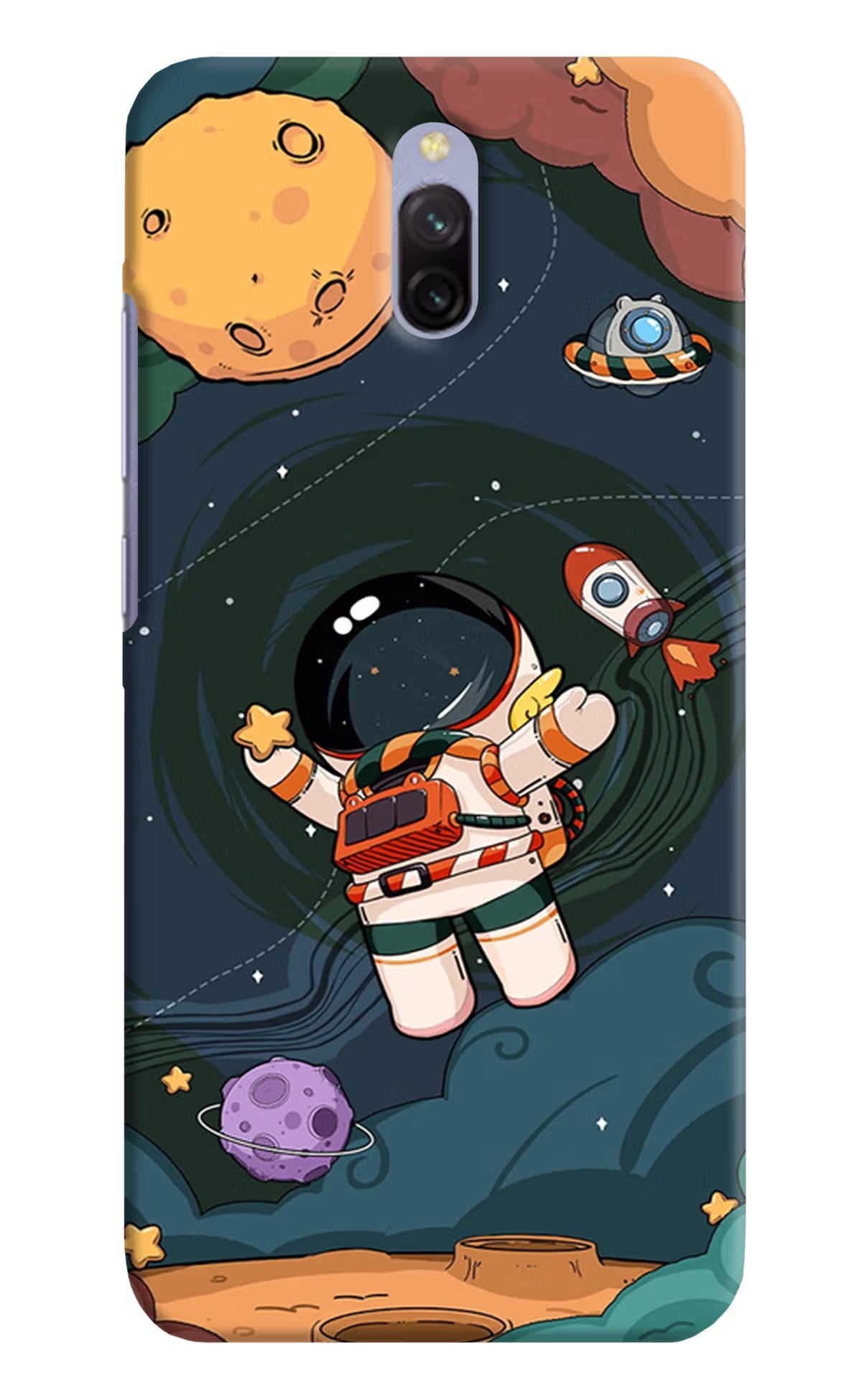 Cartoon Astronaut Redmi 8A Dual Hard Case Back Cover by Casekaro