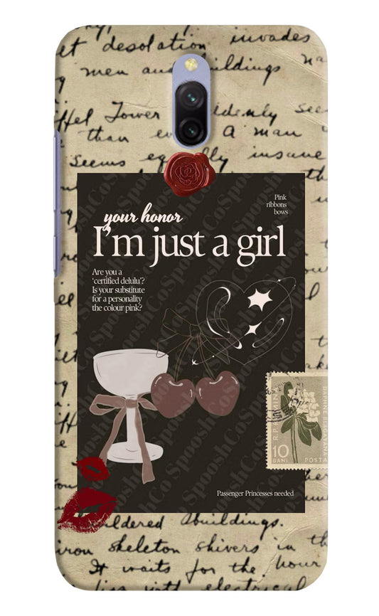I am just a girl Redmi 8A Dual Hard Case Back Cover by Casekaro