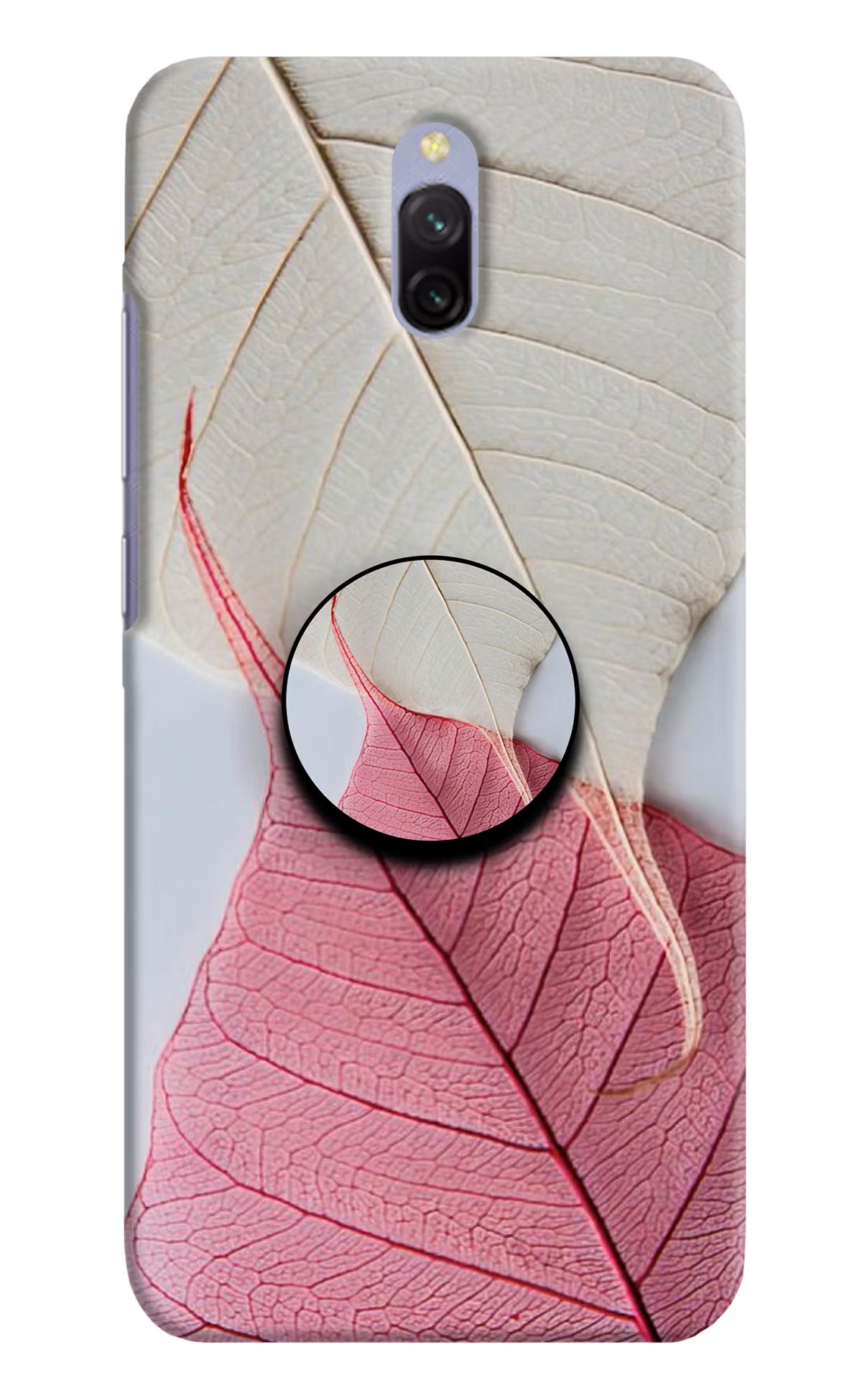 White Pink Leaf Redmi 8A Dual Pop Case by Casekaro