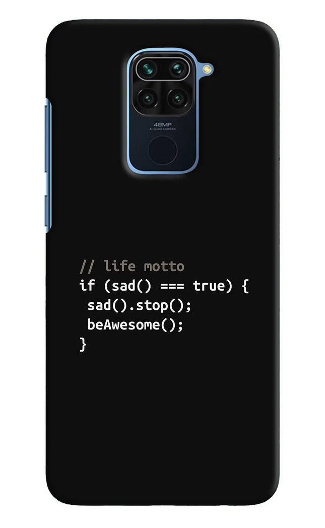 Life Motto Code Redmi Note 9 Hard Case Back Cover by Casekaro