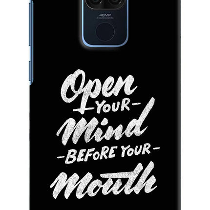 Open Your Mind Before Your Mouth Redmi Note 9 Hard Case Back Cover by Casekaro