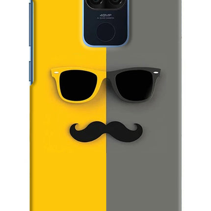 Sunglasses with Mustache Redmi Note 9 Hard Case Back Cover by Casekaro