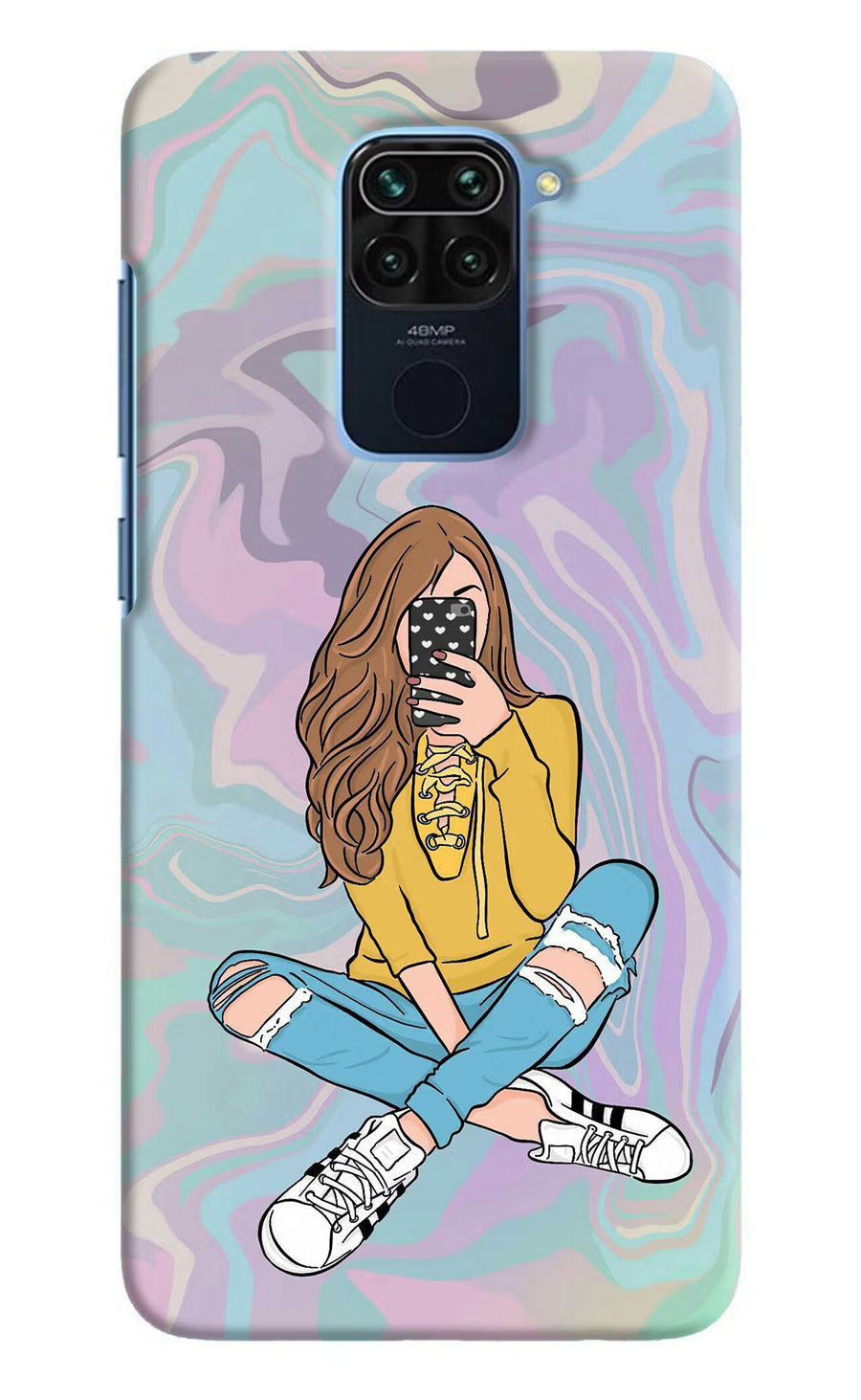 Selfie Girl Redmi Note 9 Back Cover, Hard case