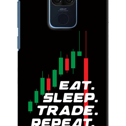 Eat Sleep Trade Repeat Redmi Note 9 Hard Case Back Cover by Casekaro