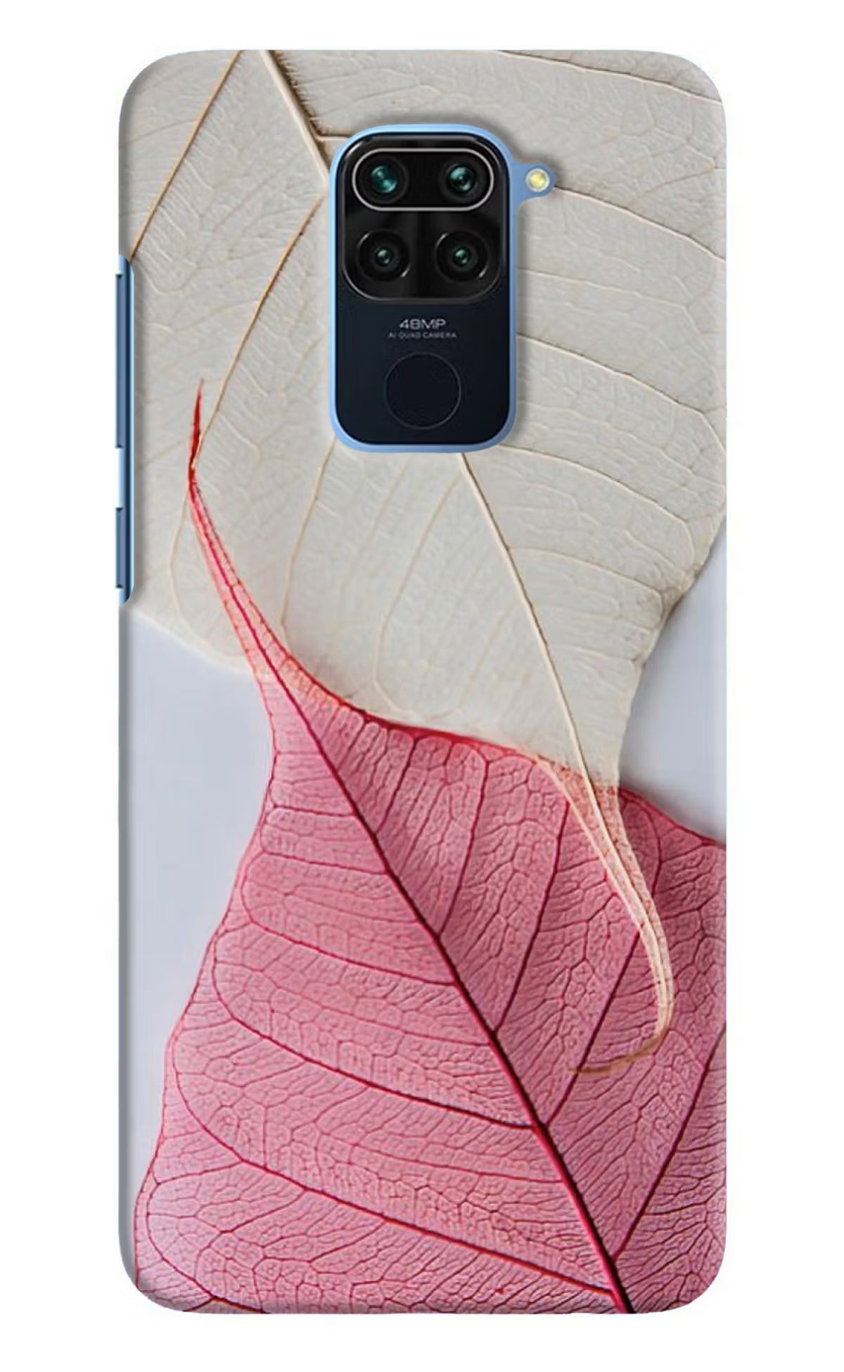 White Pink Leaf Redmi Note 9 Hard Case Back Cover by Casekaro