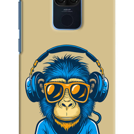 Monkey Headphone Redmi Note 9 Hard Case Back Cover by Casekaro