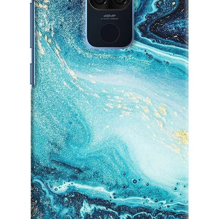 Blue Glitter Marble Redmi Note 9 Hard Case Back Cover by Casekaro