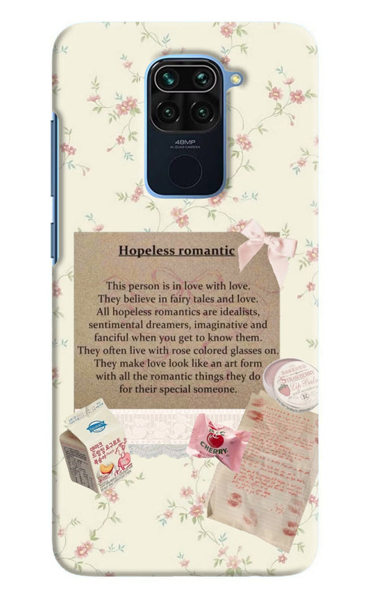 Hopeless Romantic Redmi Note 9 Hard Case Back Cover by Casekaro