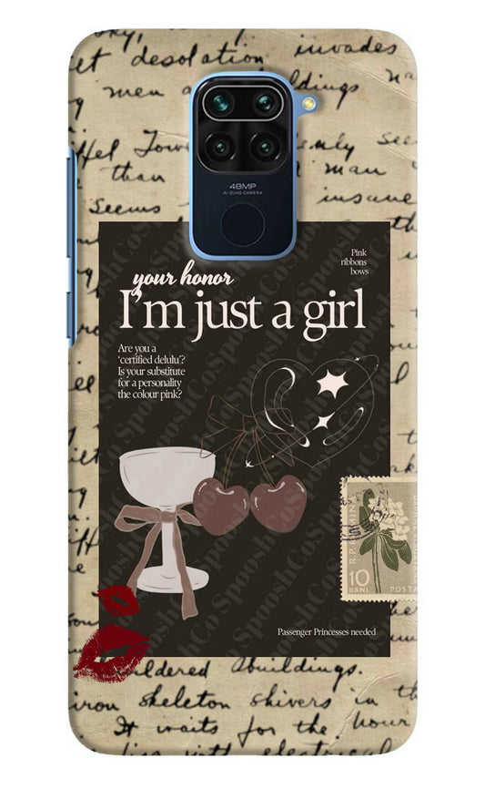 I am just a girl Redmi Note 9 Hard Case Back Cover by Casekaro