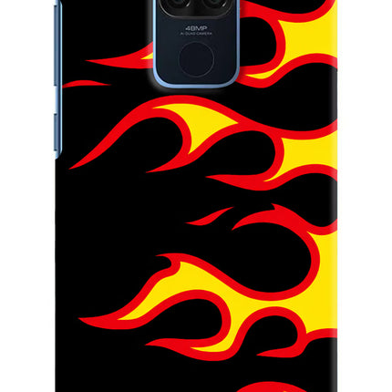 Side Sweep Flames Redmi Note 9 Hard Case Back Cover by Casekaro