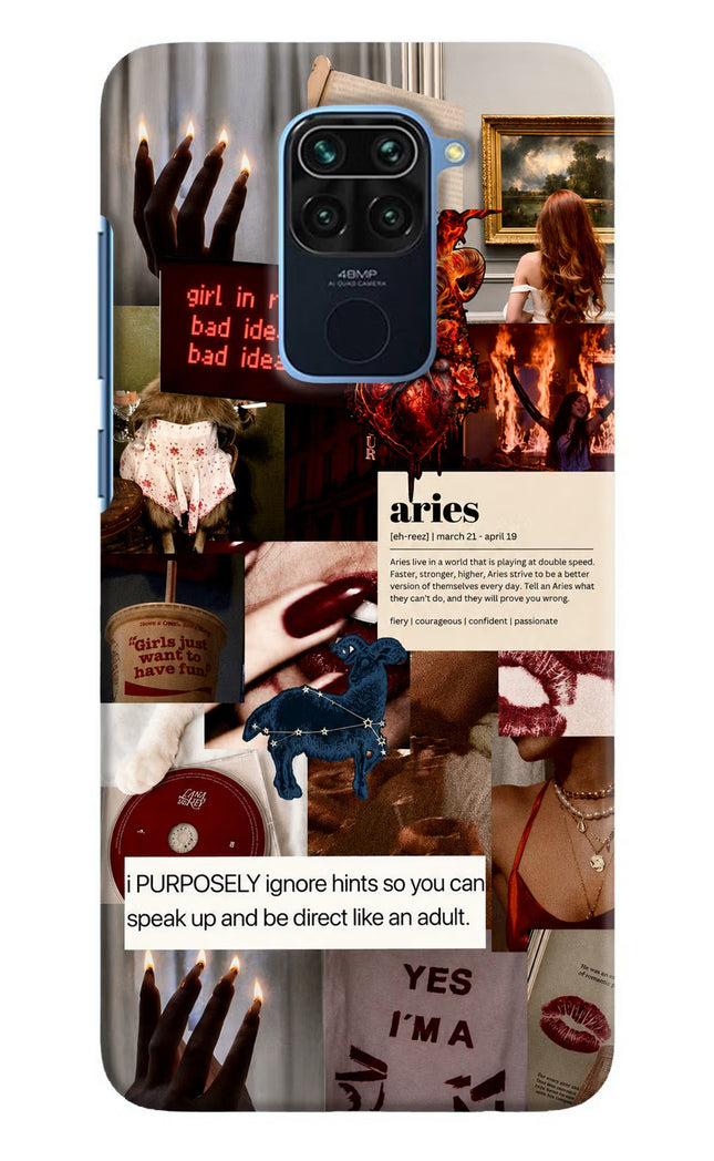 Zodiac Aries Redmi Note 9 Hard Case Back Cover by Casekaro