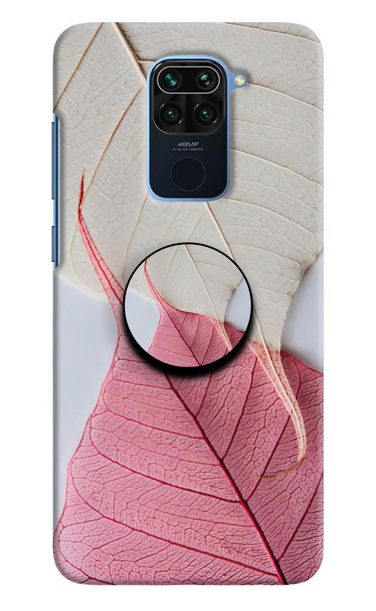 White Pink Leaf Redmi Note 9 Pop Case by Casekaro