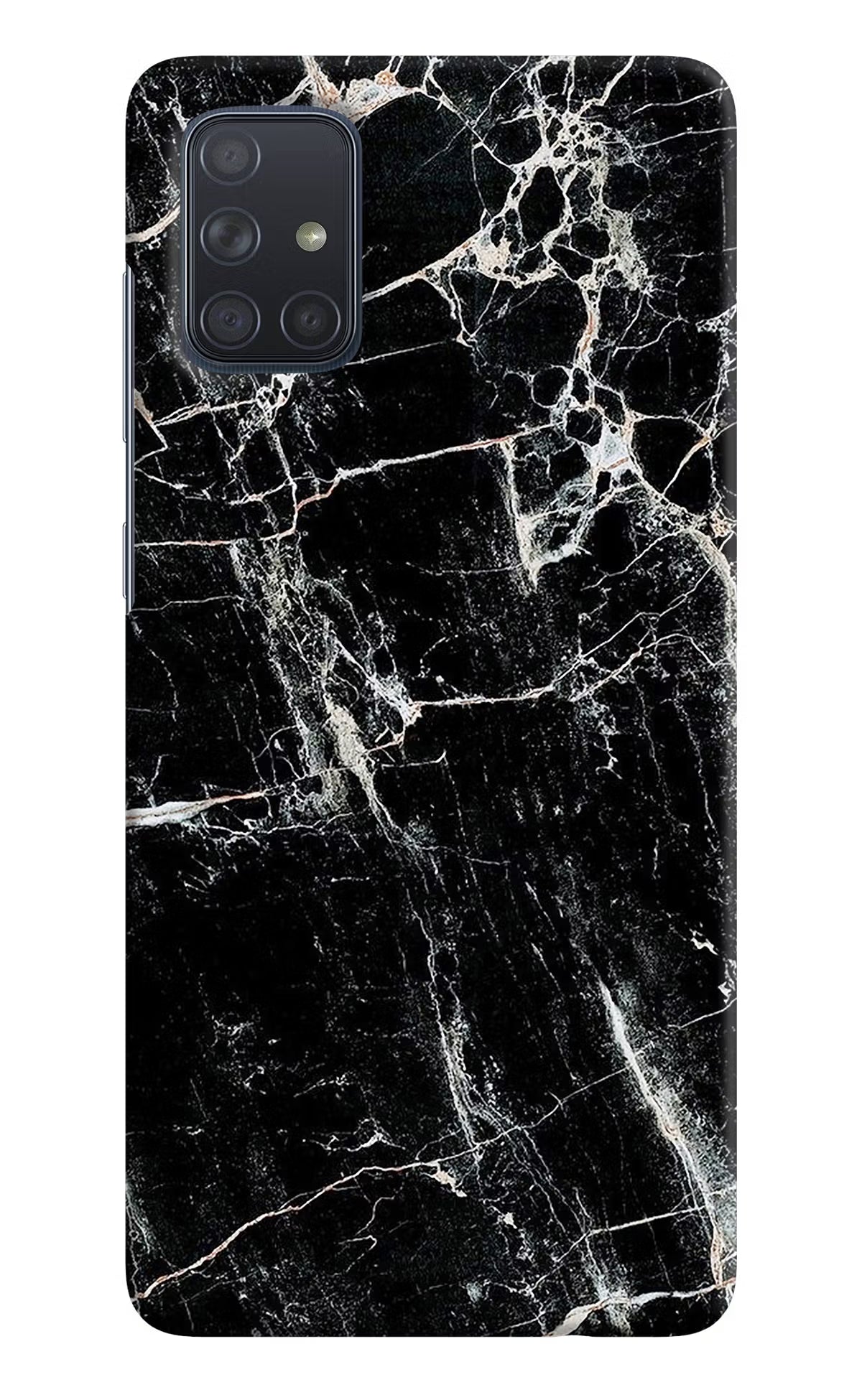 Black Marble Texture Samsung A71 Hard Case Back Cover by Casekaro
