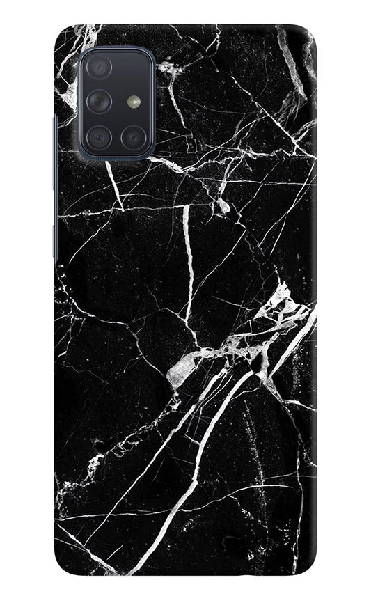 Black Marble Pattern Samsung A71 Hard Case Back Cover by Casekaro