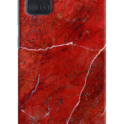 Red Marble Design Samsung A71 Hard Case Back Cover by Casekaro