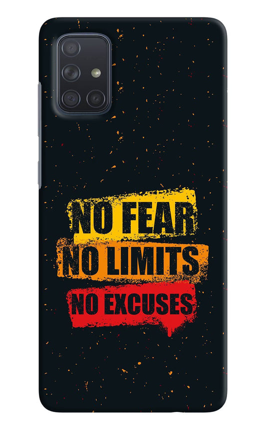 No Fear No Limits No Excuse Samsung A71 Hard Case Back Cover by Casekaro