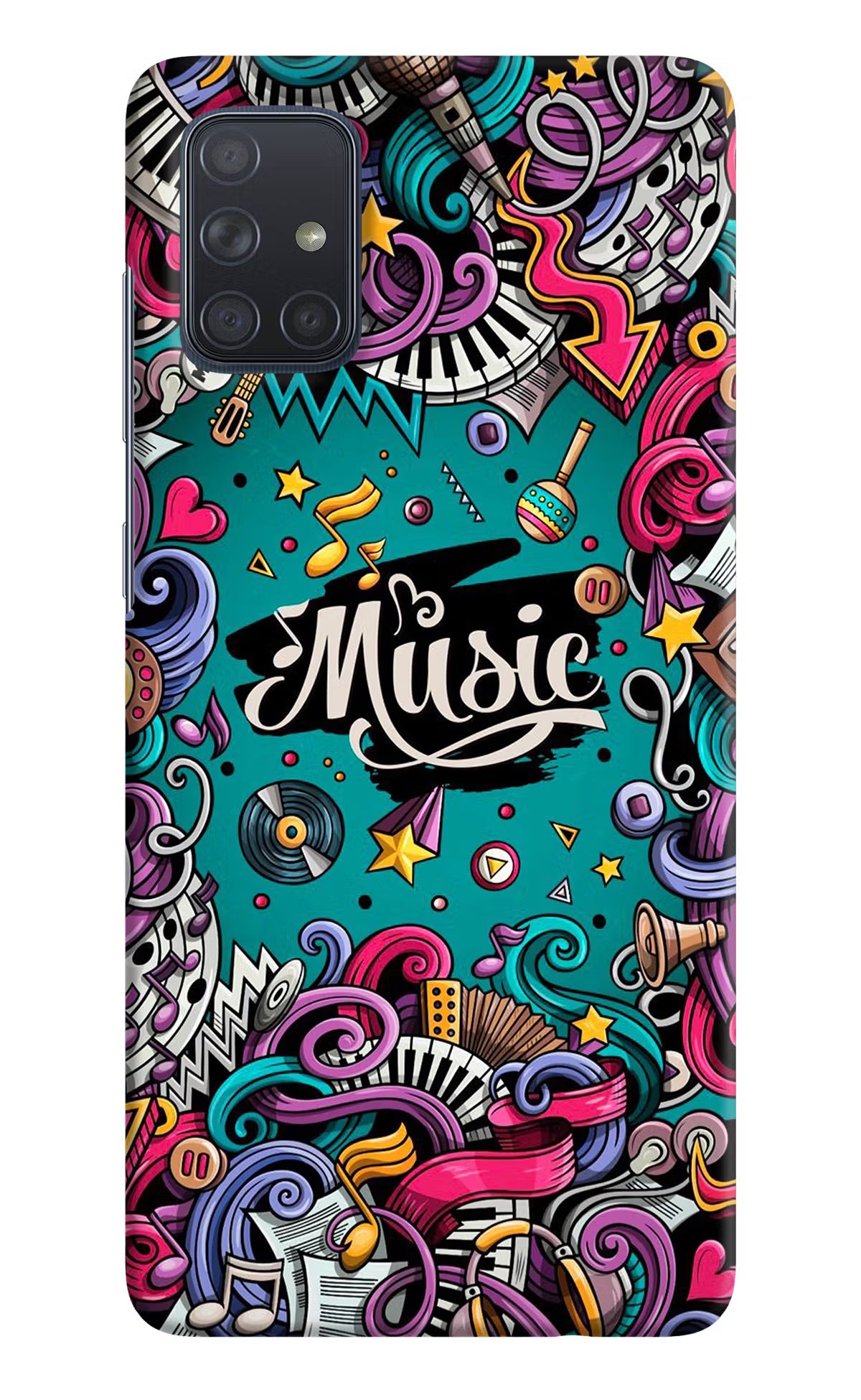Music Graffiti Samsung A71 Hard Case Back Cover by Casekaro