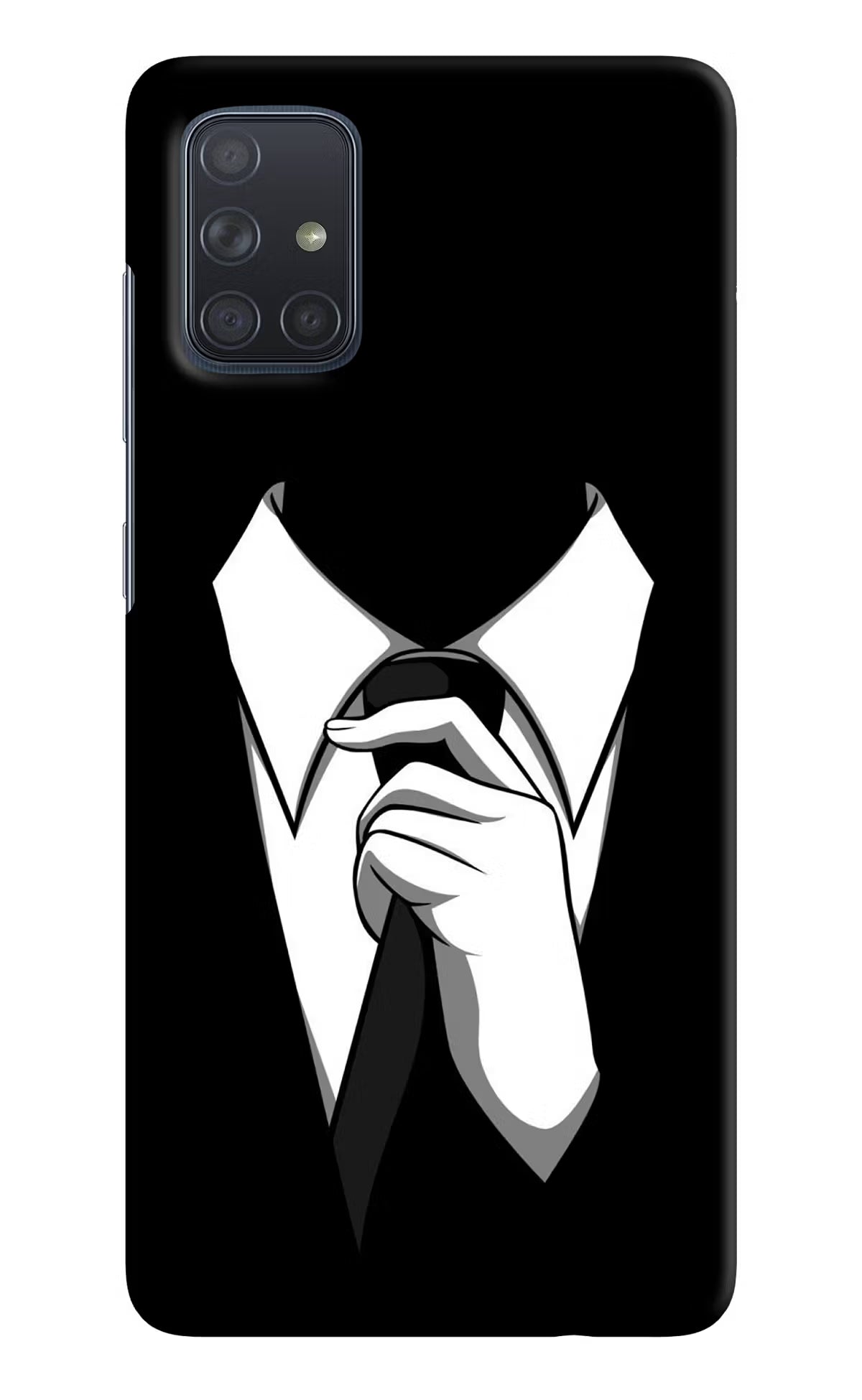 Black Tie Samsung A71 Hard Case Back Cover by Casekaro