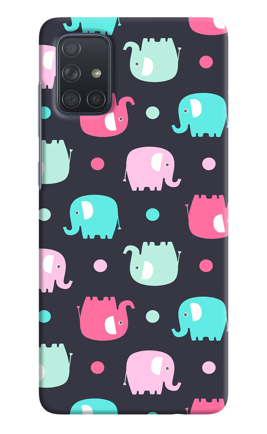 Elephants Samsung A71 Back Cover, Hard case