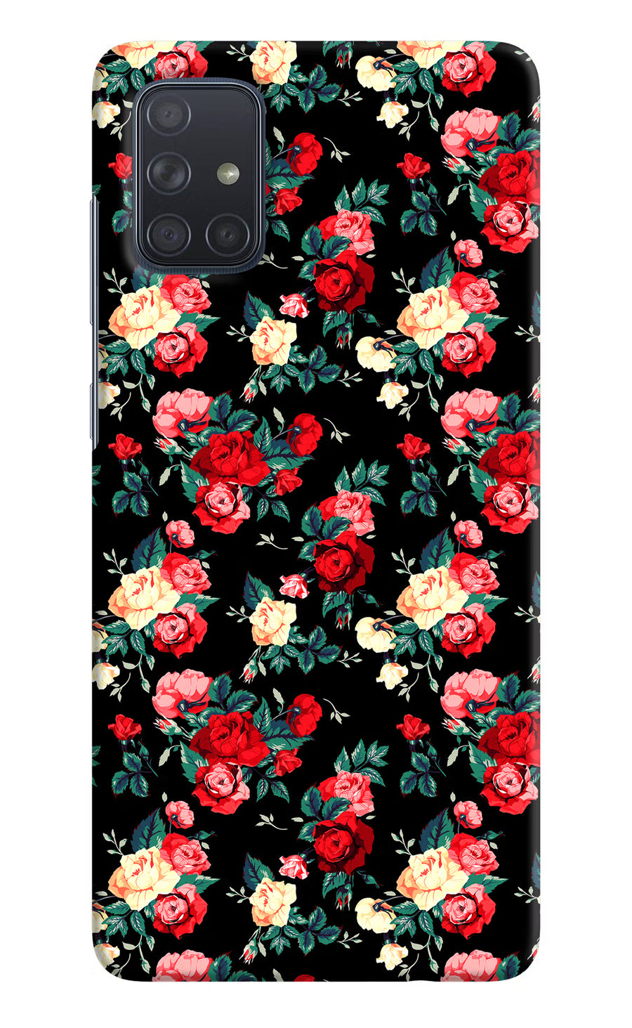 Rose Pattern Samsung A71 Back Cover, Hard case