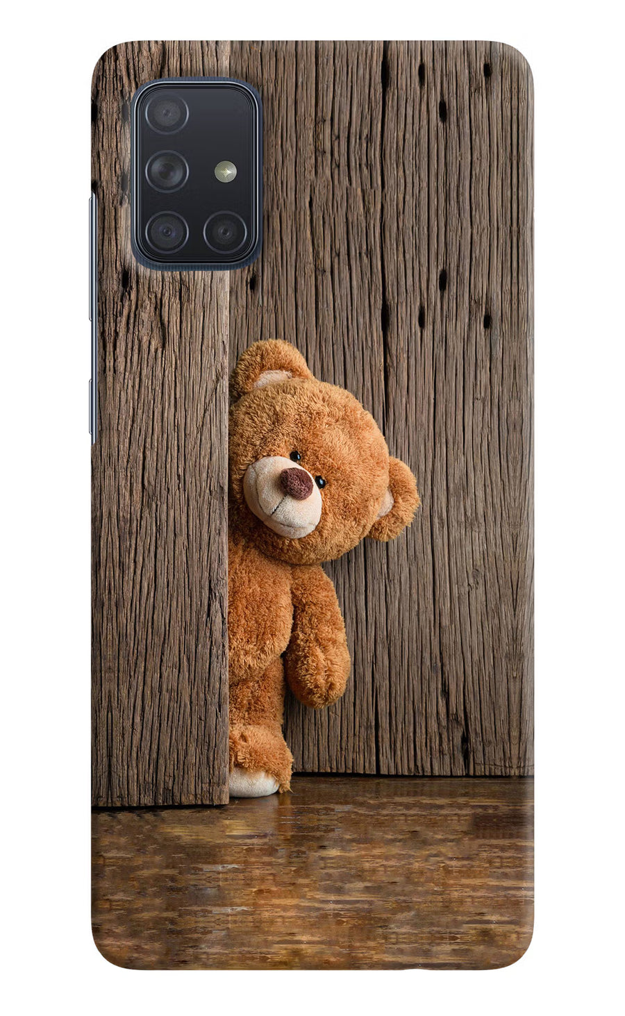 Teddy Wooden Samsung A71 Back Cover, Hard case