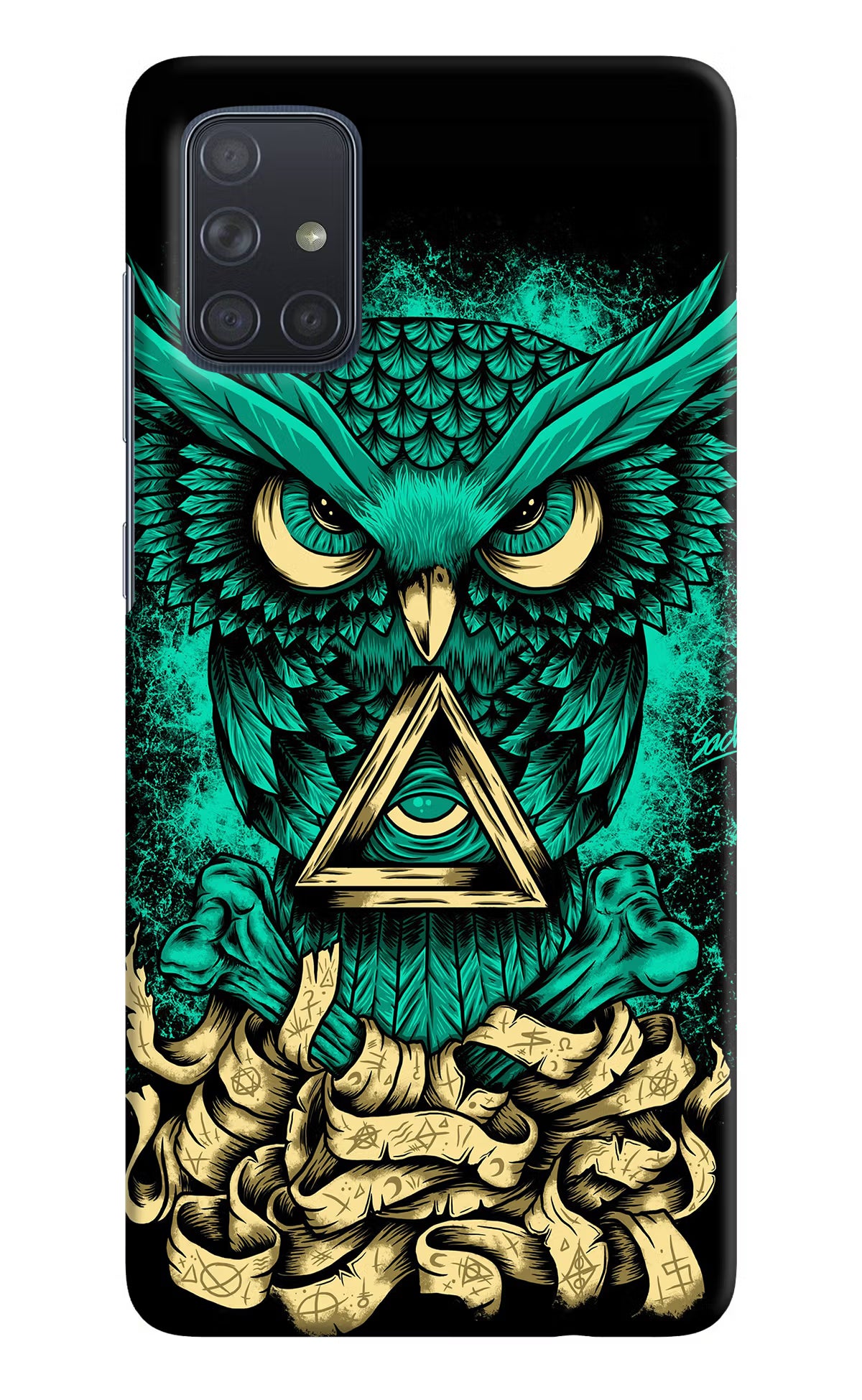 Green Owl Samsung A71 Hard Case Back Cover by Casekaro