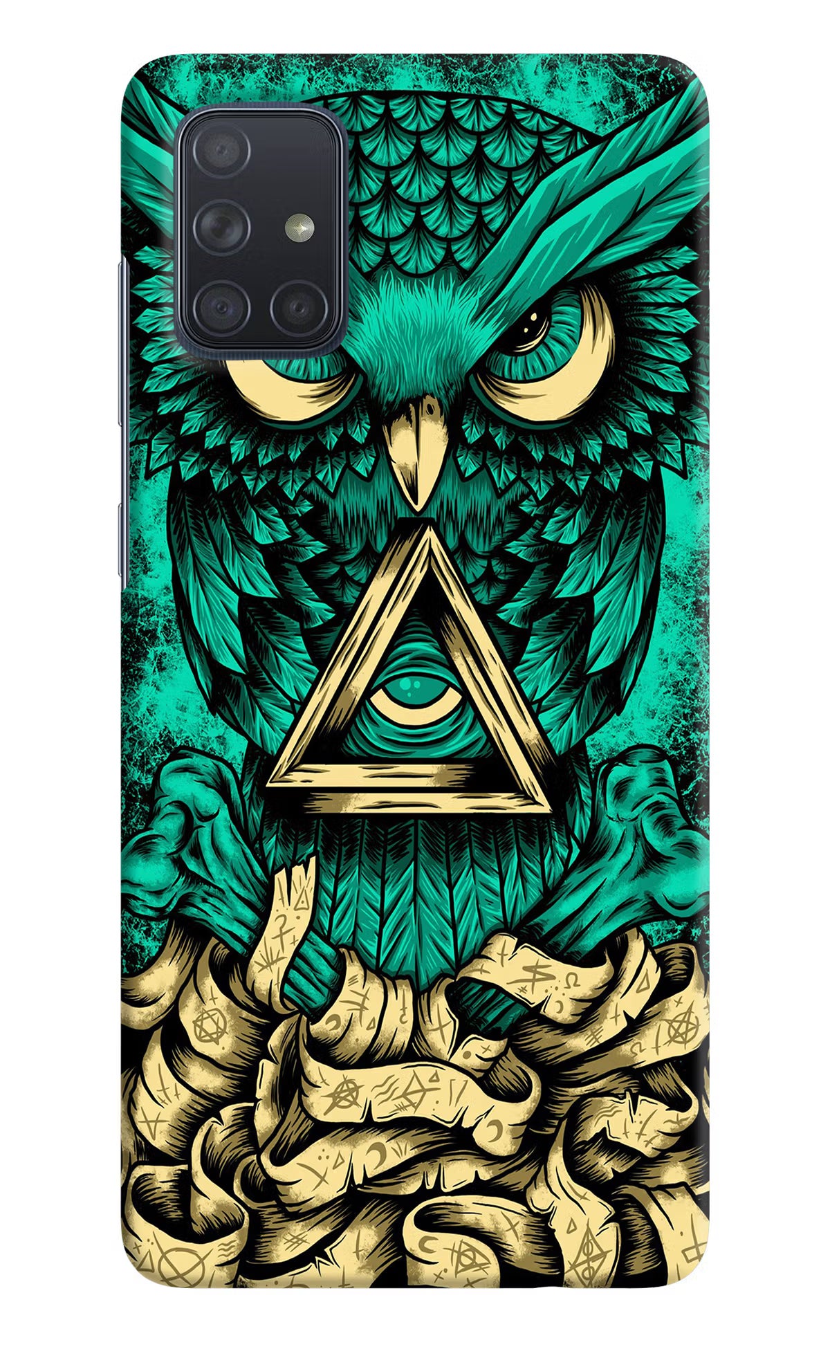 Green Owl Samsung A71 Hard Case Back Cover by Casekaro