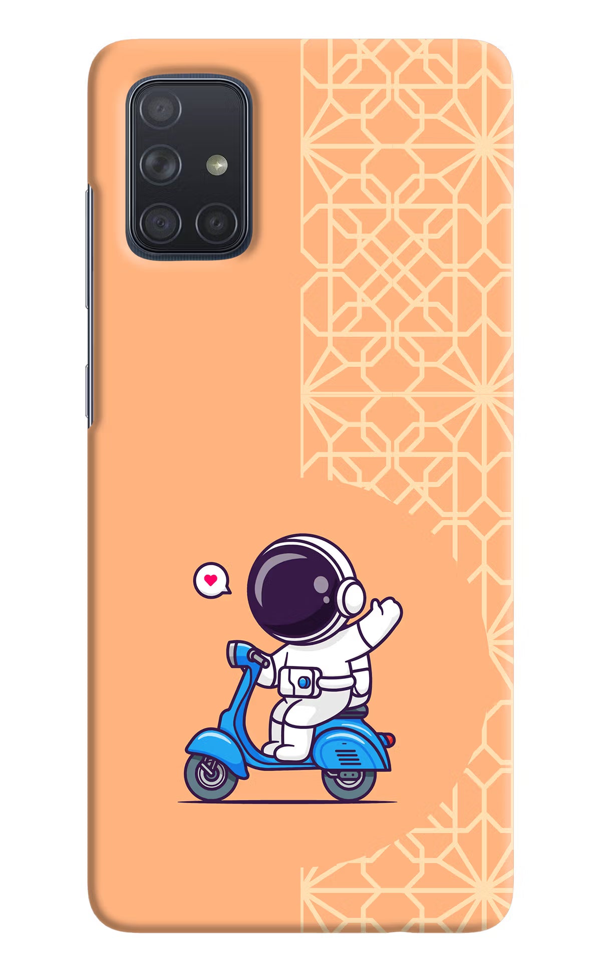 Cute Astronaut Riding Samsung A71 Hard Case Back Cover by Casekaro
