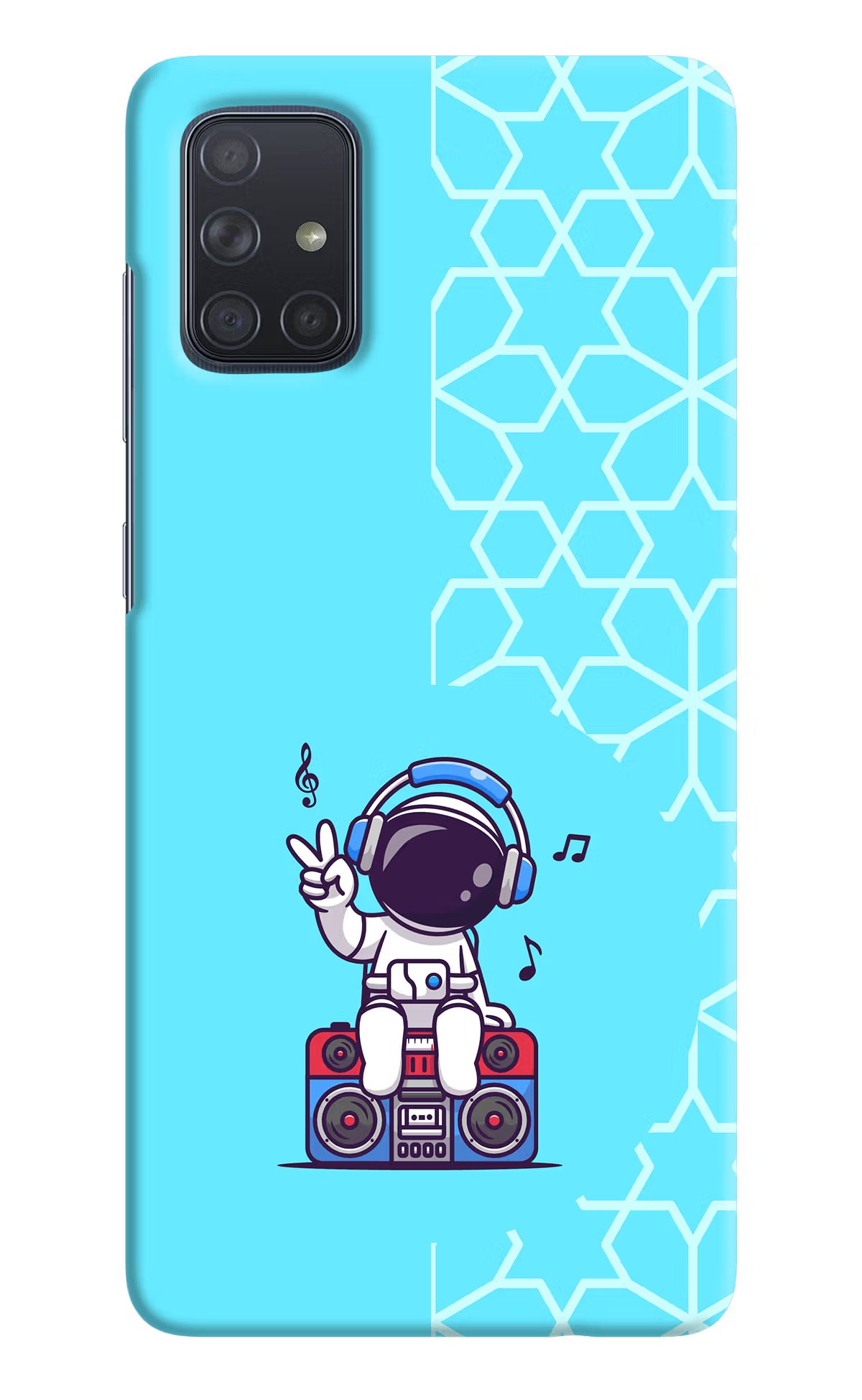 Cute Astronaut Chilling Samsung A71 Hard Case Back Cover by Casekaro