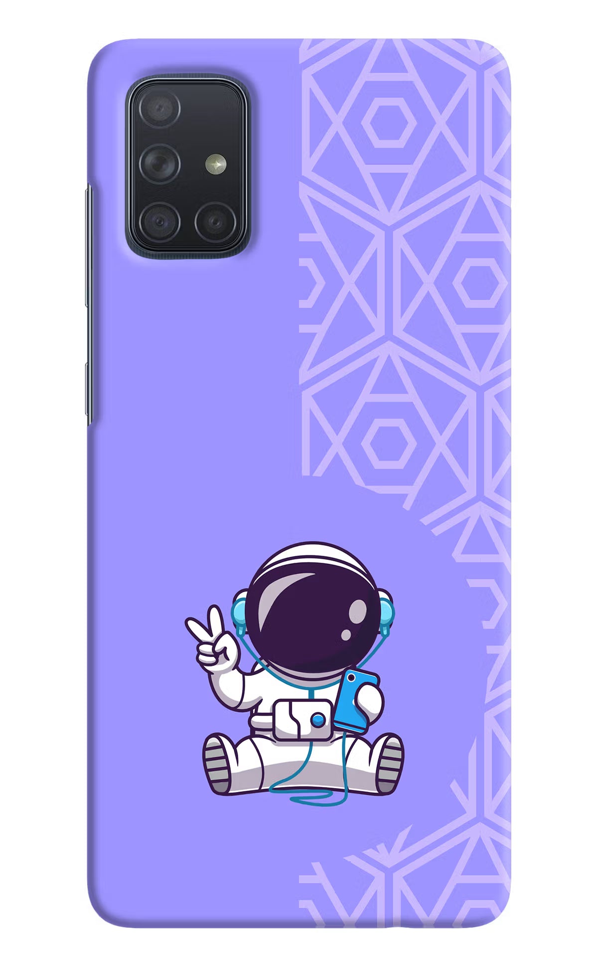 Cute Astronaut Chilling Samsung A71 Hard Case Back Cover by Casekaro