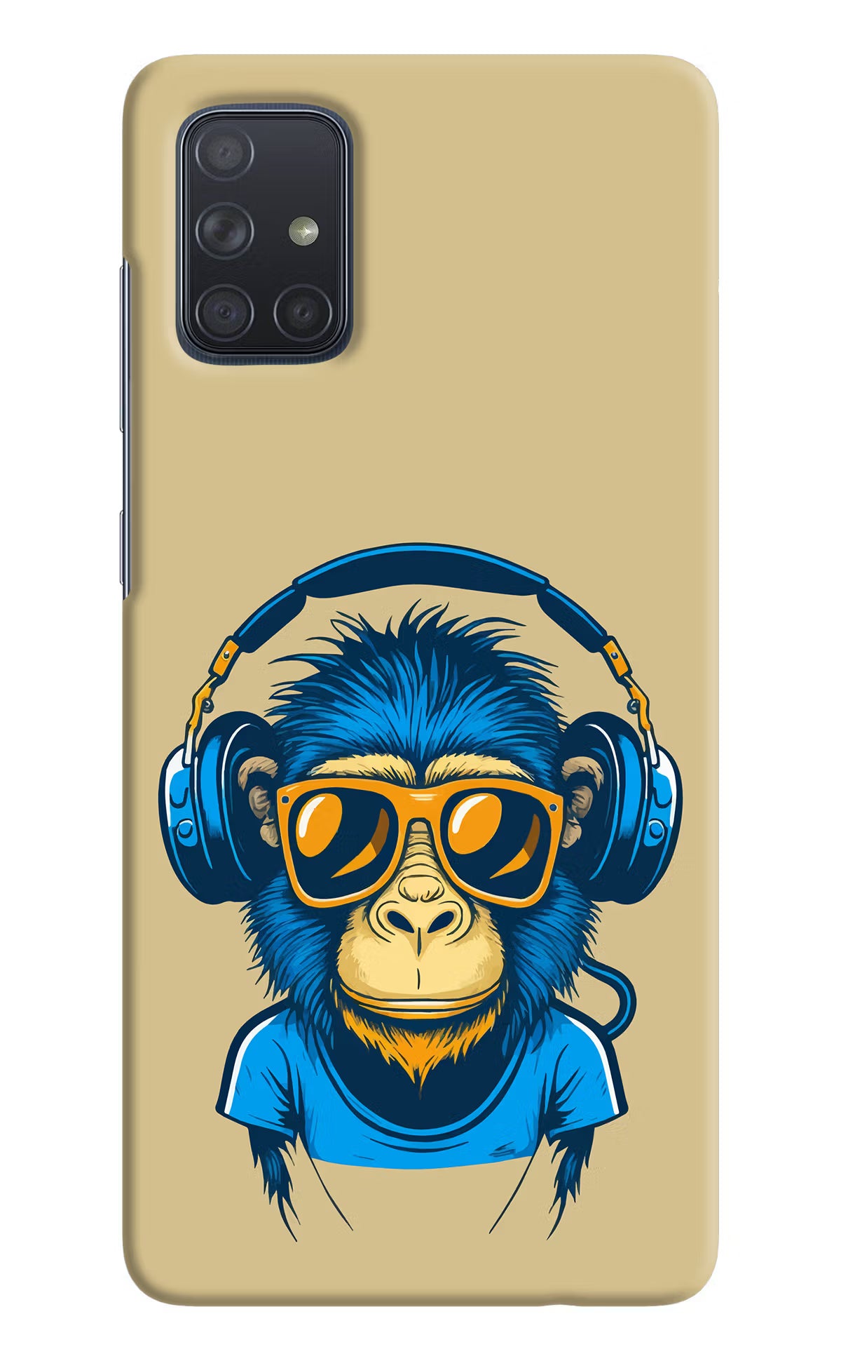 Monkey Headphone Samsung A71 Hard Case Back Cover by Casekaro