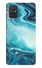 Blue Glitter Marble Samsung A71 Hard Case Back Cover by Casekaro