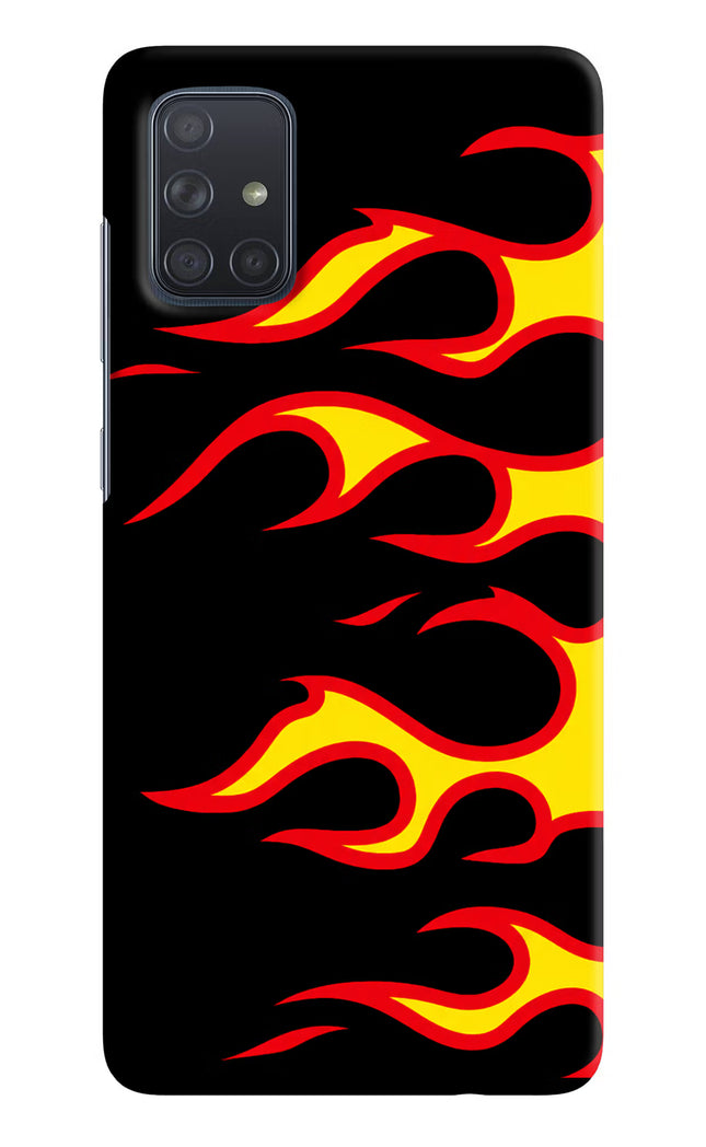 Side Sweep Flames Samsung A71 Hard Case Back Cover by Casekaro