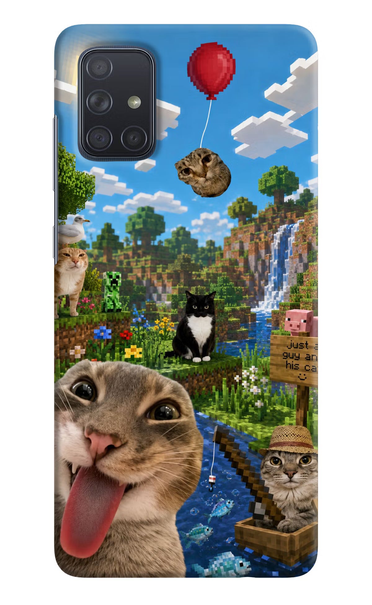 Minecraft Cat Chaos Samsung A71 Back Cover