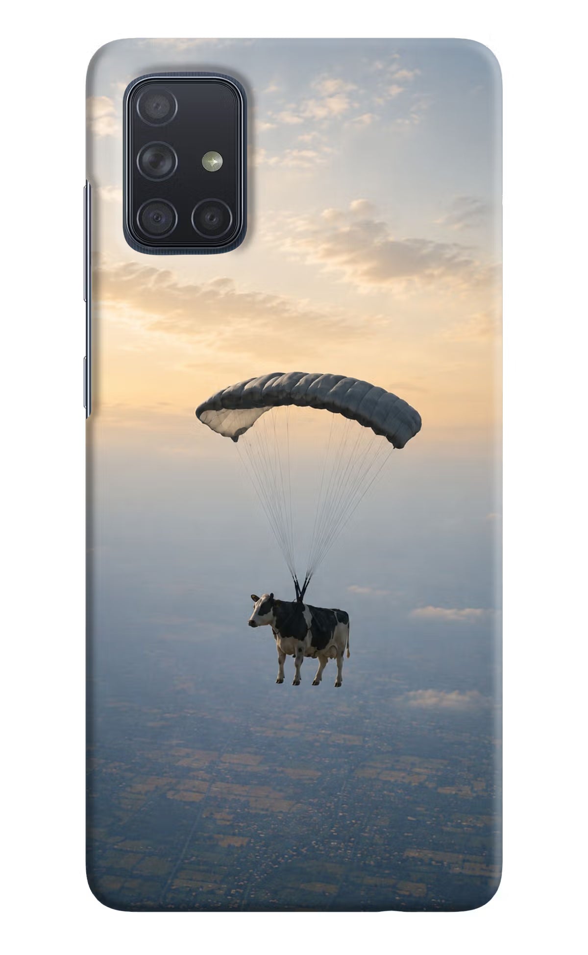 Skydiving Cow Samsung A71 Back Cover