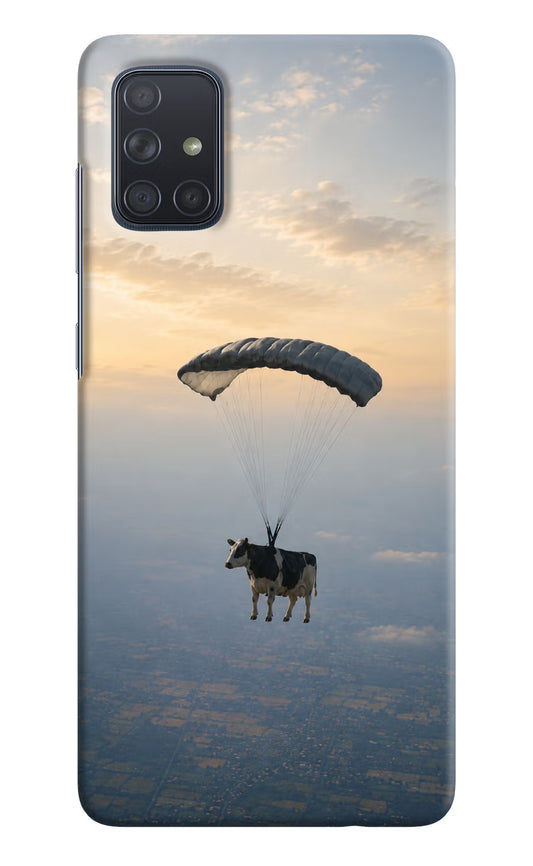 Skydiving Cow Samsung A71 Hard Case Back Cover by Casekaro