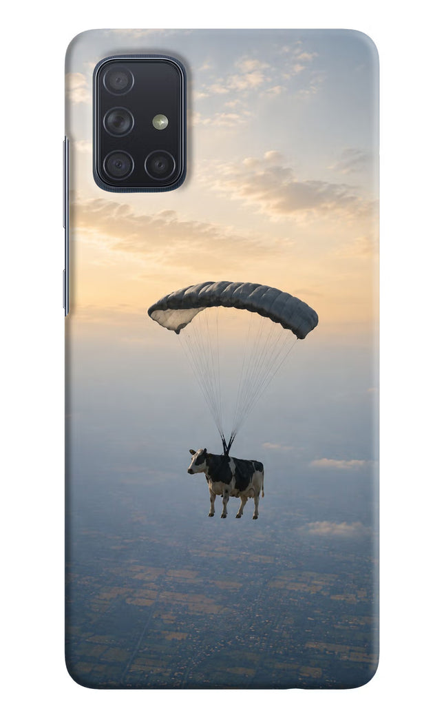 Skydiving Cow Samsung A71 Hard Case Back Cover by Casekaro